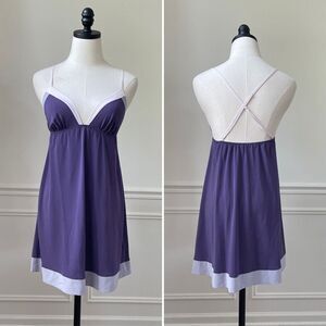 Victoria’s Secret Purple Pink Cross Back Chemise Nightie Lingerie M